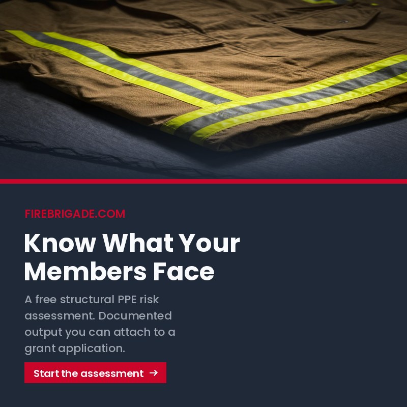 FireBrigade.com: a free structural PPE risk assessment, with documented output you can attach to a grant application.